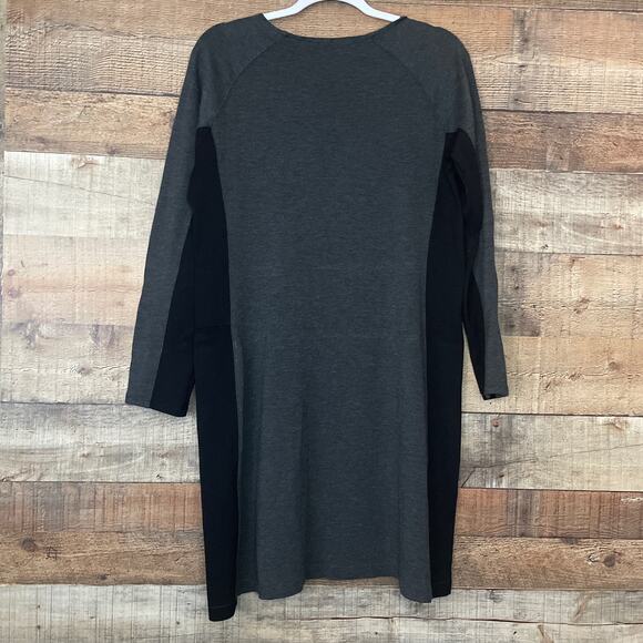Sahalie Ponte Long Sleeve Dress Pocket Colorblock Gray Black Size Medium - Picture 7 of 10